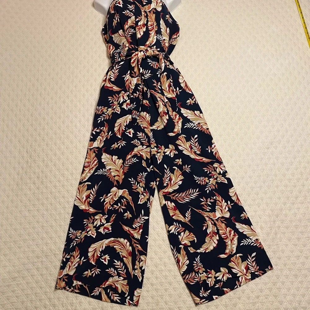 Joie Strapless Jumpsuit in Navy and Pink Floral - Picture 3 of 13